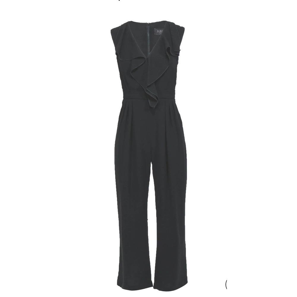 Max Mara Jumpsuit Romper Wide Leg Women Size 12 Black Sleeveless Formal